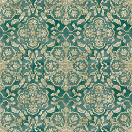Galerie DWP0353-05 Green Floral Stripe - Eade's Wallpaper