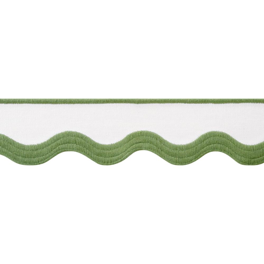 Thibaut WAVE TAPE E12331 in Leaf on White Trim - TAPES & TRI