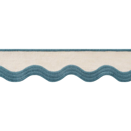 Thibaut WAVE TAPE E12338 in Peacock on Linen Trim - TAPES & 
