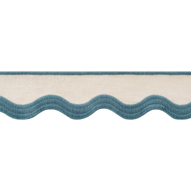 Thibaut WAVE TAPE E12338 in Peacock on Linen Trim - TAPES & 