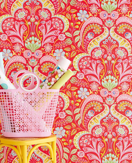 Eijffinger EJ354003 Emelie Red Damask Wallpaper