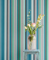Eijffinger EJ377112 Svea Teal Stripe Wallpaper