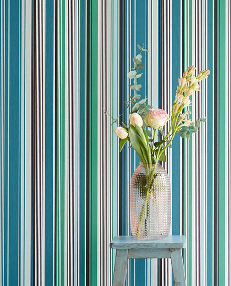Eijffinger EJ377112 Svea Teal Stripe Wallpaper