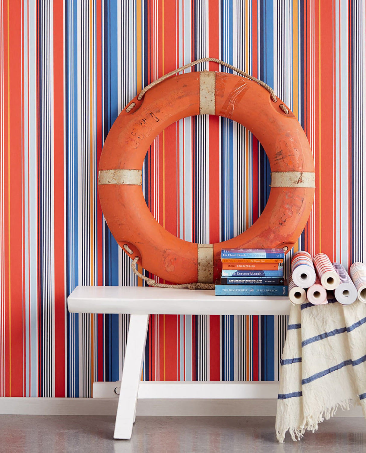Eijffinger EJ377113 Svea Red Stripe Wallpaper