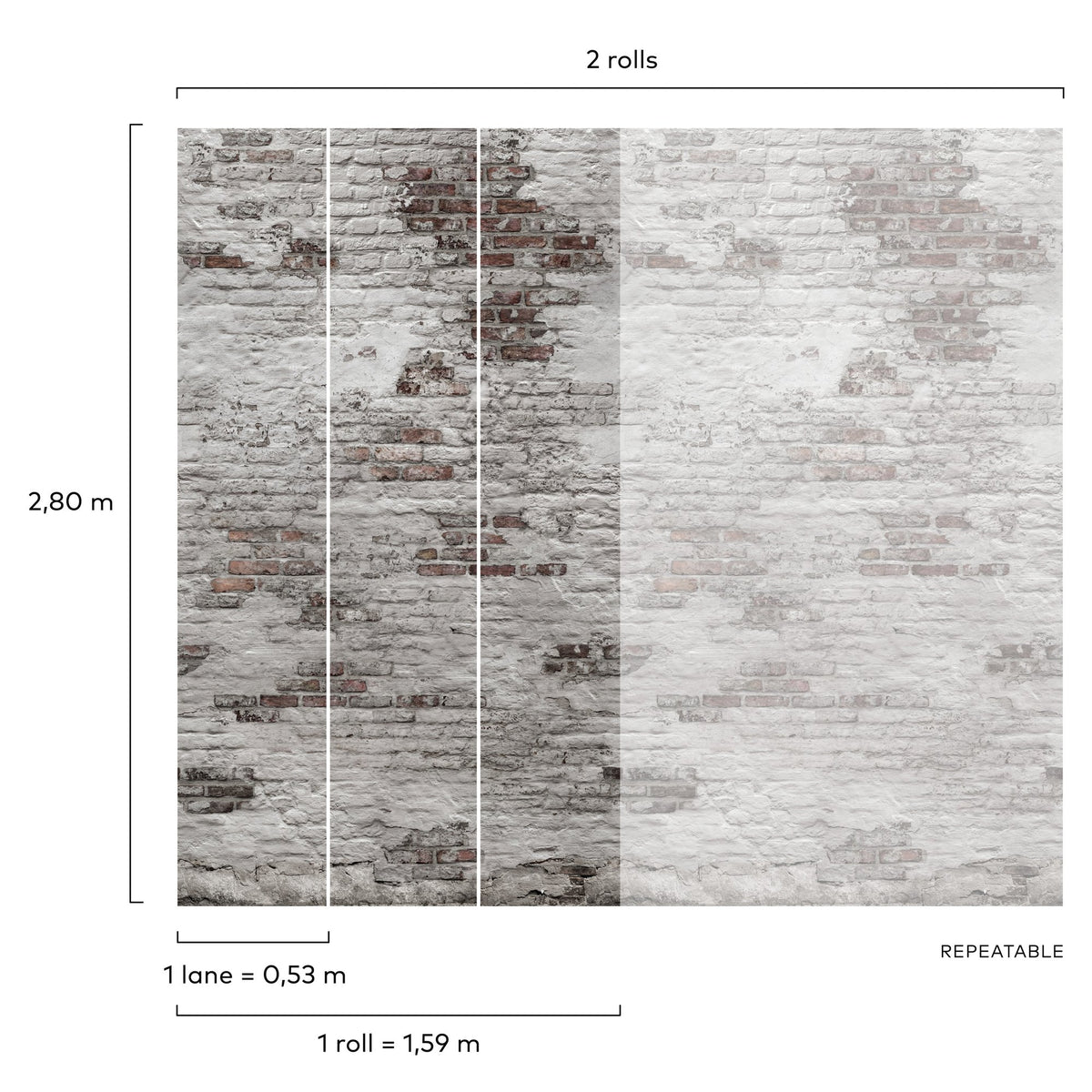 Galerie Orom II Brick all-over Grey Mural EP6102