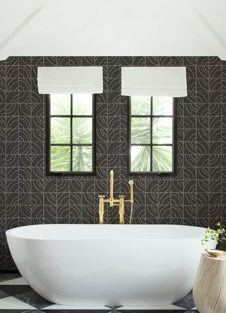 Egypt Sherrod ESS6023 Charcoal Batik Blok Peel & Stick Wallpaper