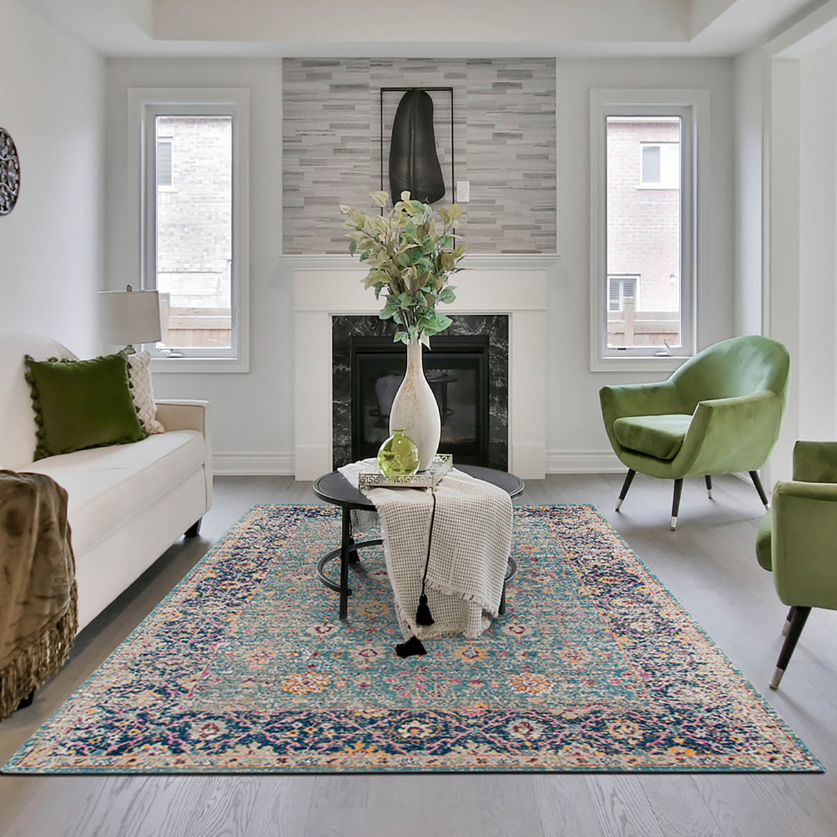 Amer Rugs ETE-28 Eternal Farmhouse Floral /Blue Area Rug