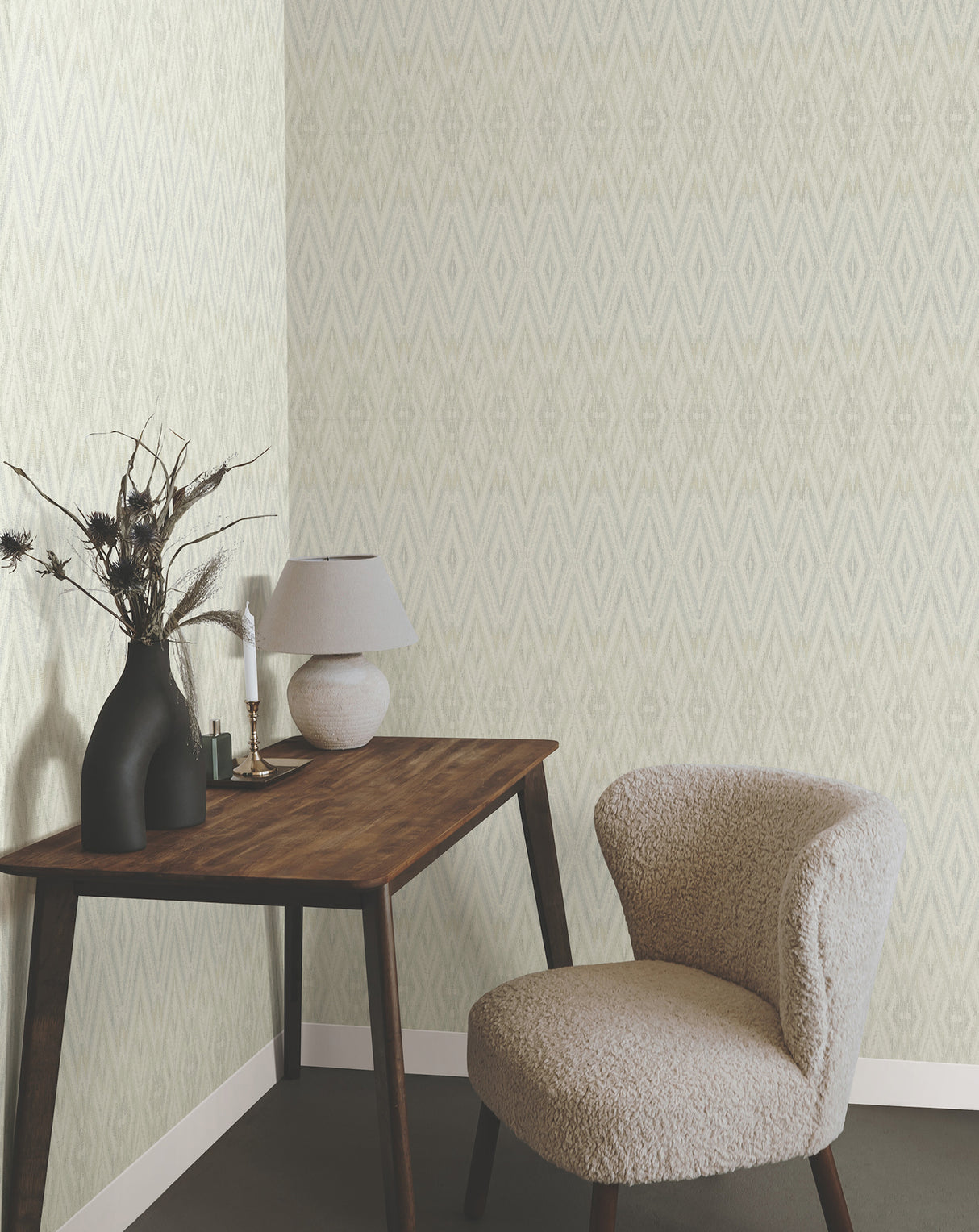 York EV3914 Diamond Marquise Blue & Neutral Wallpaper