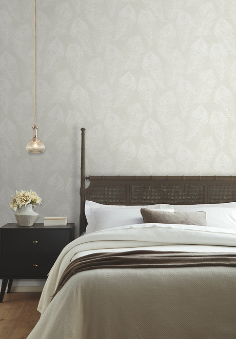 York EV3944 Regal Peacock White Wallpaper