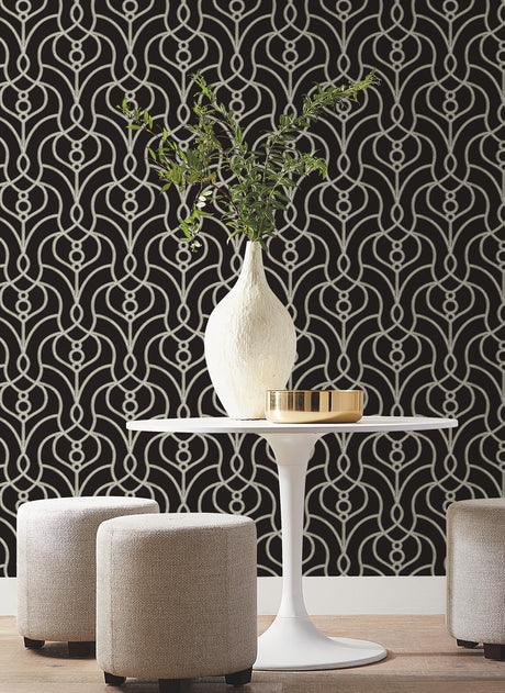 York EV3945 Divine Trellis Black Wallpaper