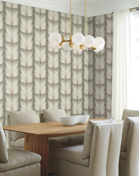 York EV3952 Lotus Light Stripe Taupe & Blush Wallpaper