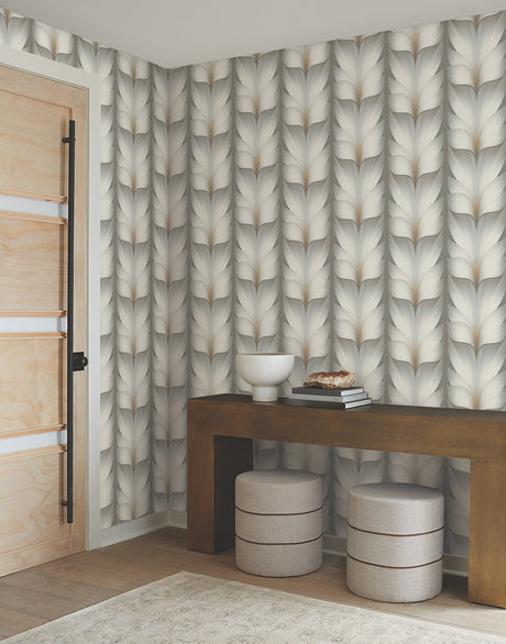York EV3953 Lotus Light Stripe Charcoal Wallpaper