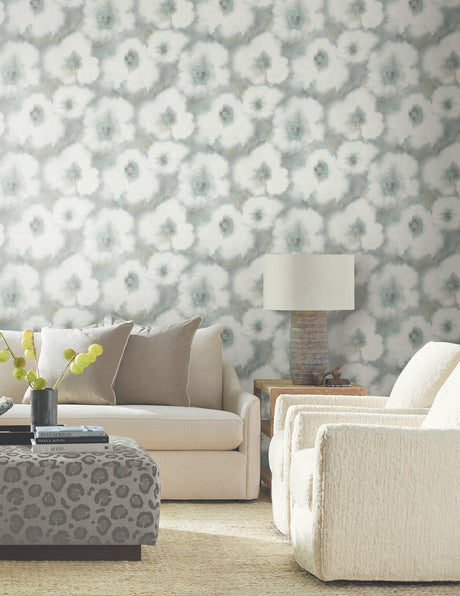 York EV3961 Blended Floral Aqua Wallpaper