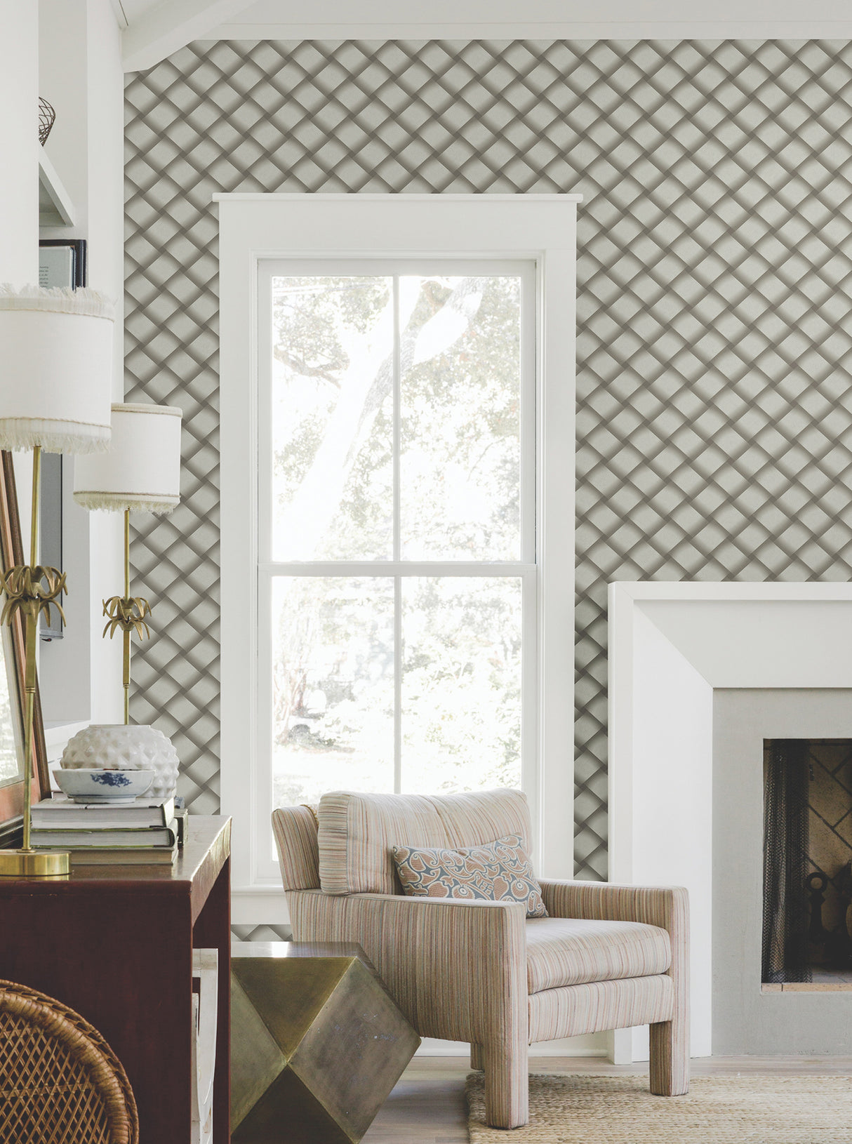 York EV3966 Bayside Basket Weave Mocha Wallpaper