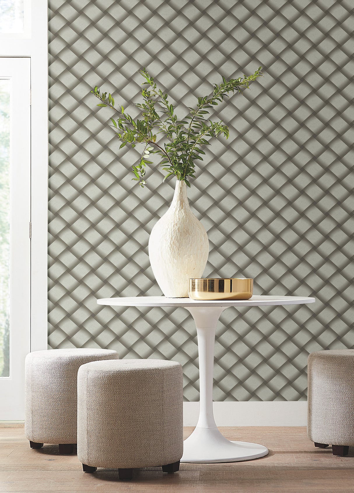 York EV3966 Bayside Basket Weave Mocha Wallpaper