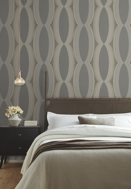 York EV3986 Progression Ogee Charcoal Wallpaper