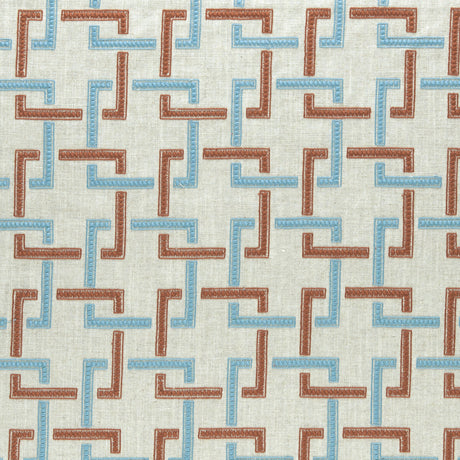 CLARKE AND CLARKE F0960/02.CAC.0 SEKAI CINNABAR/AQUA Fabric - Eade's Wallpaper