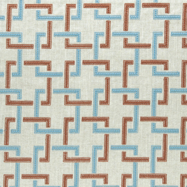 CLARKE AND CLARKE F0960/02.CAC.0 SEKAI CINNABAR/AQUA Fabric - Eade's Wallpaper