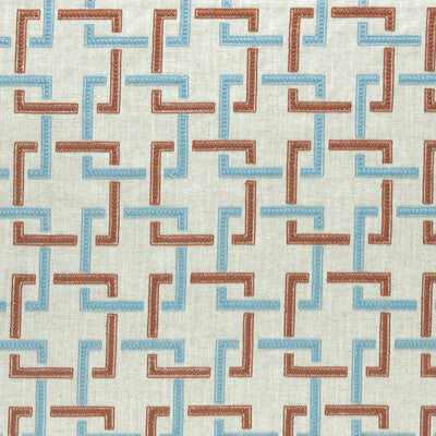 CLARKE AND CLARKE F0960/02.CAC.0 SEKAI CINNABAR/AQUA Fabric - Eade's Wallpaper
