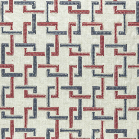 CLARKE AND CLARKE F0960/03.CAC.0 SEKAI INDIGO/RED Fabric - Eade's Wallpaper