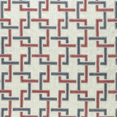 CLARKE AND CLARKE F0960/03.CAC.0 SEKAI INDIGO/RED Fabric - Eade's Wallpaper