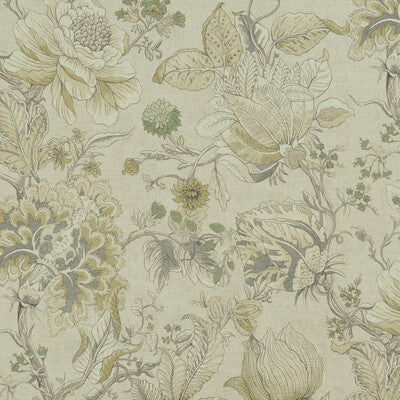 CLARKE AND CLARKE F1048/02.CAC.0 SISSINGHURST CITRON/NATURAL Fabric - Eade's Wallpaper