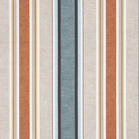 CLARKE AND CLARKE F1065/06.CAC.0 LUELLA TEAL/SPICE Fabric - Eade's Wallpaper