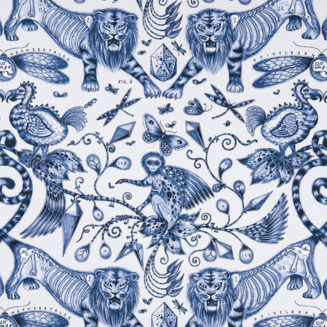CLARKE AND CLARKE F1109/01.CAC.0 EXTINCT BLUE Fabric - Eade's Wallpaper