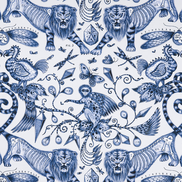 CLARKE AND CLARKE F1109/01.CAC.0 EXTINCT BLUE Fabric - Eade's Wallpaper