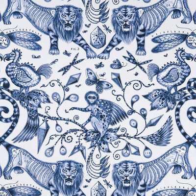 CLARKE AND CLARKE F1109/01.CAC.0 EXTINCT BLUE Fabric - Eade's Wallpaper