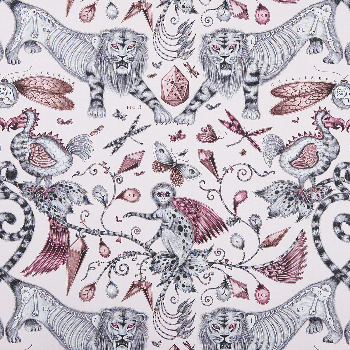 CLARKE AND CLARKE F1109/05.CAC.0 EXTINCT PINK Fabric - Eade's Wallpaper