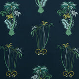 CLARKE AND CLARKE F1110/03.CAC.0 JUNGLE PALMS NAVY Fabric - Eade's Wallpaper