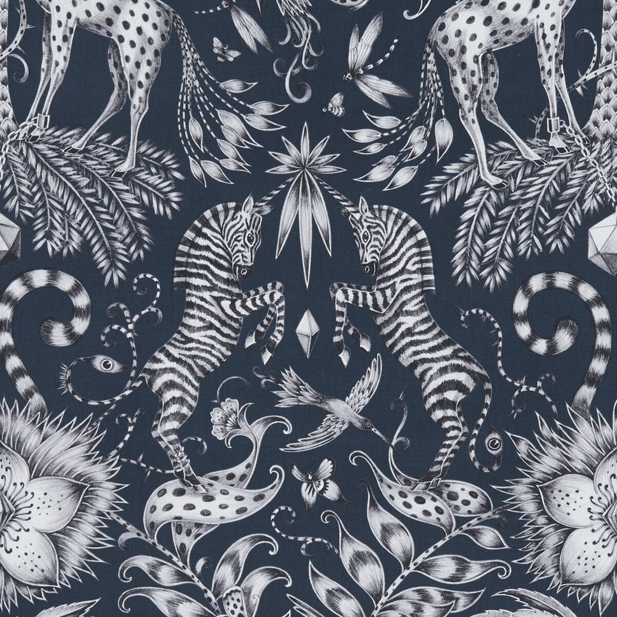 CLARKE AND CLARKE F1111/05.CAC.0 KRUGER NAVY Fabric - Eade's Wallpaper