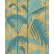 COLE & SON F111/2003L.CS.0 PALM JUNGLE ORCHRE & PETROL Fabric - Eade's Wallpaper