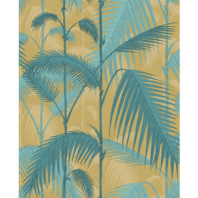 COLE & SON F111/2003L.CS.0 PALM JUNGLE ORCHRE & PETROL Fabric - Eade's Wallpaper