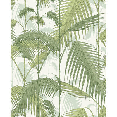 COLE & SON F111/2007L.CS.0 PALM JUNGLE OLV GRN ON WHT Fabric - Eade's Wallpaper