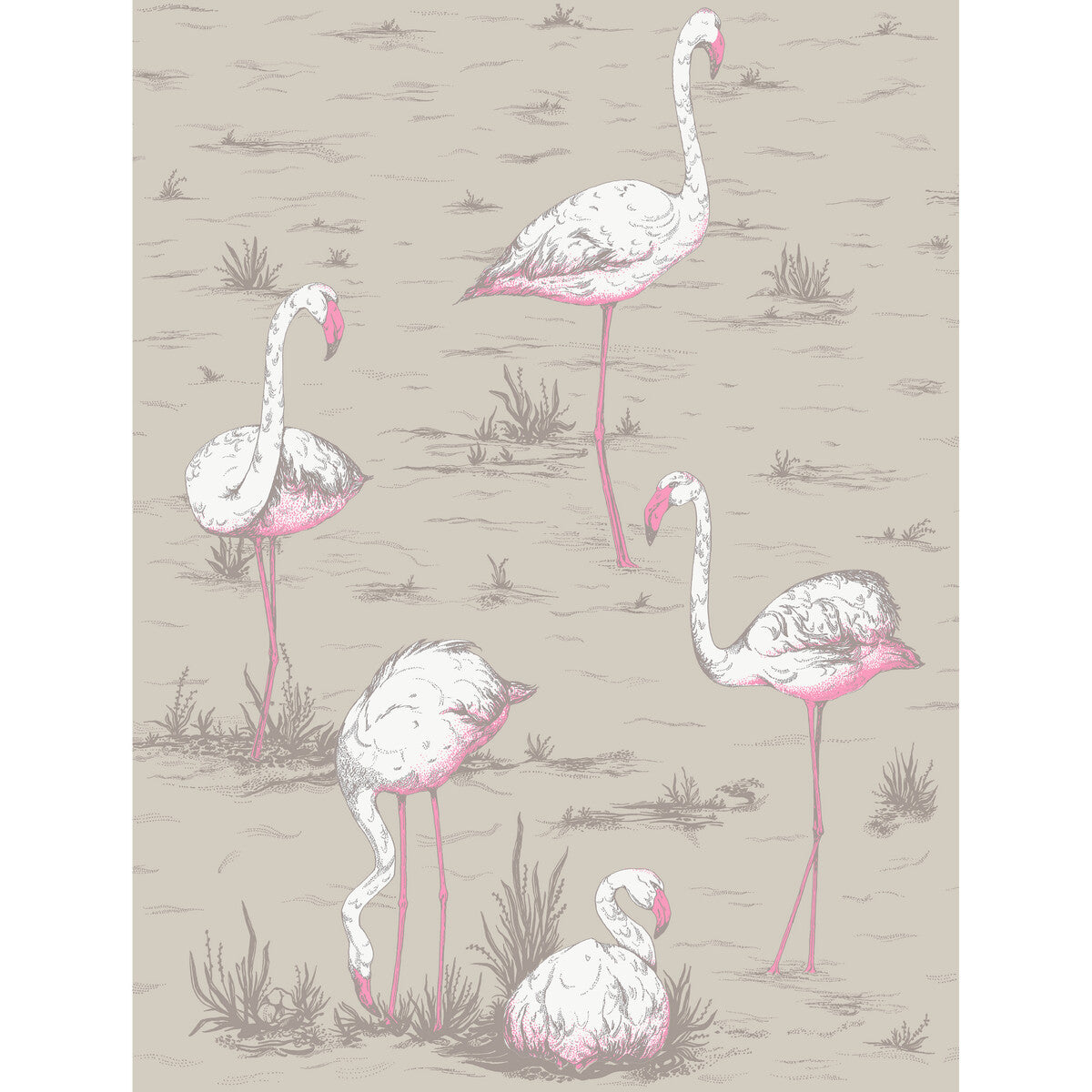 COLE & SON F111/3011L.CS.0 FLAMINGOS WHT/FUCH ON TUP Fabric - Eade's Wallpaper