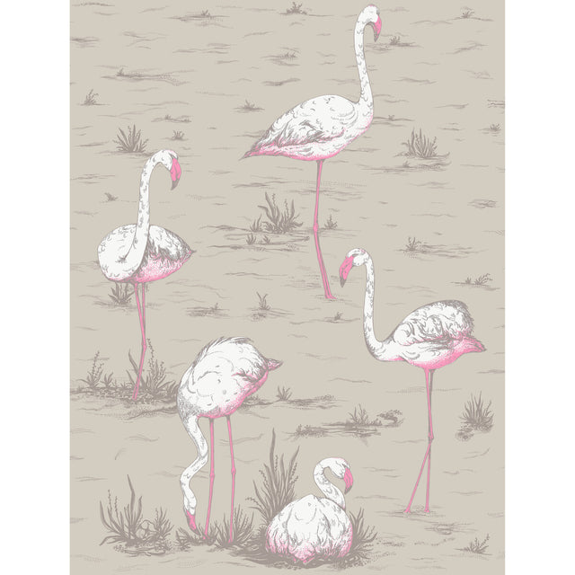 COLE & SON F111/3011L.CS.0 FLAMINGOS WHT/FUCH ON TUP Fabric - Eade's Wallpaper