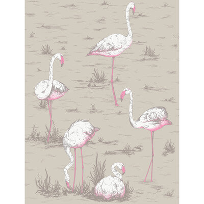 COLE & SON F111/3011L.CS.0 FLAMINGOS WHT/FUCH ON TUP Fabric - Eade's Wallpaper