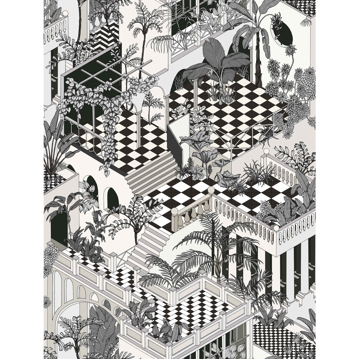 COLE & SON F111/4014.CS.0 MIAMI BLK WHT Fabric - Eade's Wallpaper