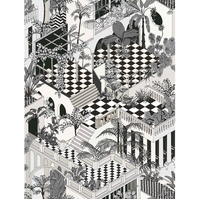 COLE & SON F111/4014.CS.0 MIAMI BLK WHT Fabric - Eade's Wallpaper