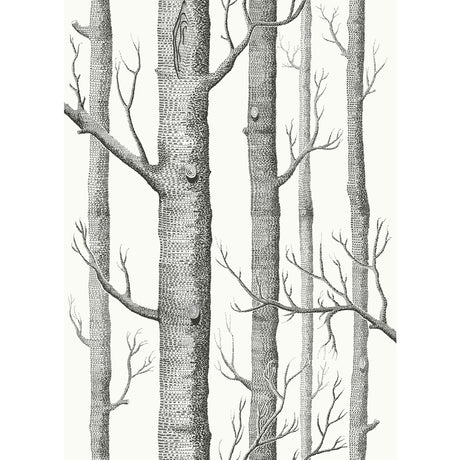 COLE & SON F111/7026L.CS.0 WOODS BLK WHT Fabric - Eade's Wallpaper