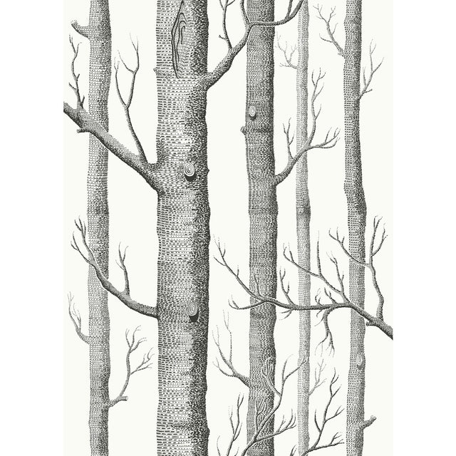COLE & SON F111/7026L.CS.0 WOODS BLK WHT Fabric - Eade's Wallpaper