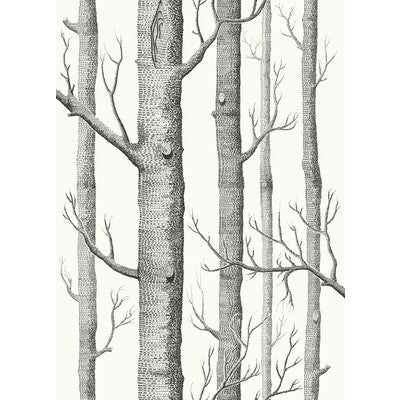 COLE & SON F111/7026L.CS.0 WOODS BLK WHT Fabric - Eade's Wallpaper