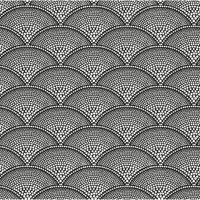 COLE & SON F111/8031.CS.0 FEATHER FAN WHT ON BLK Fabric - Eade's Wallpaper