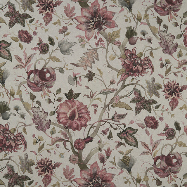 CLARKE AND CLARKE F1149/02.CAC.0 DELILAH CULLA WINTERBERRY/LINEN Fabric - Eade's Wallpaper