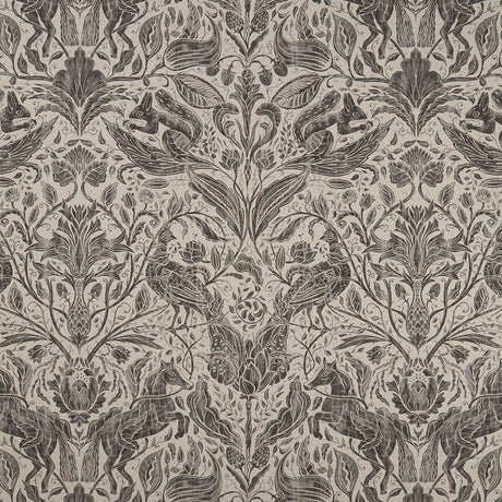 CLARKE AND CLARKE F1158/01.CAC.0 FOREST TRAIL CHARCOAL Fabric - Eade's Wallpaper