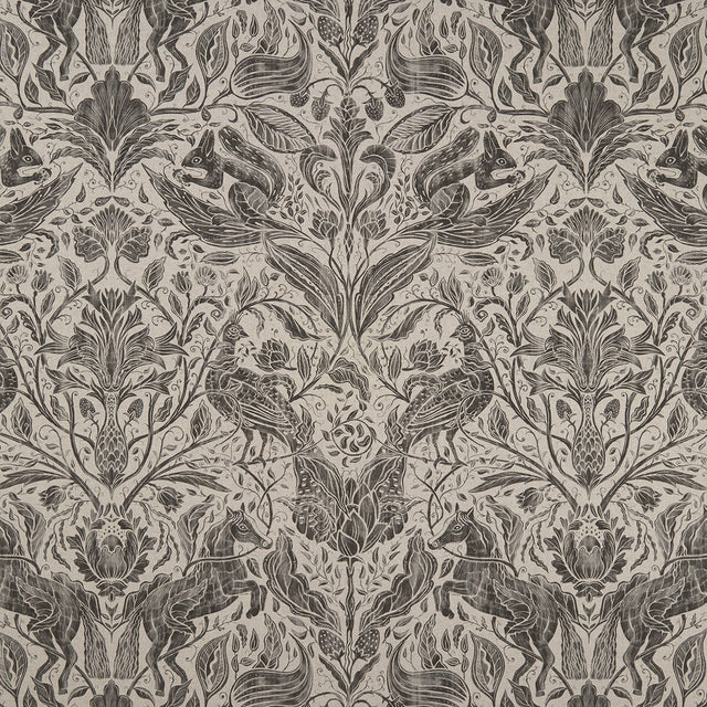 CLARKE AND CLARKE F1158/01.CAC.0 FOREST TRAIL CHARCOAL Fabric - Eade's Wallpaper