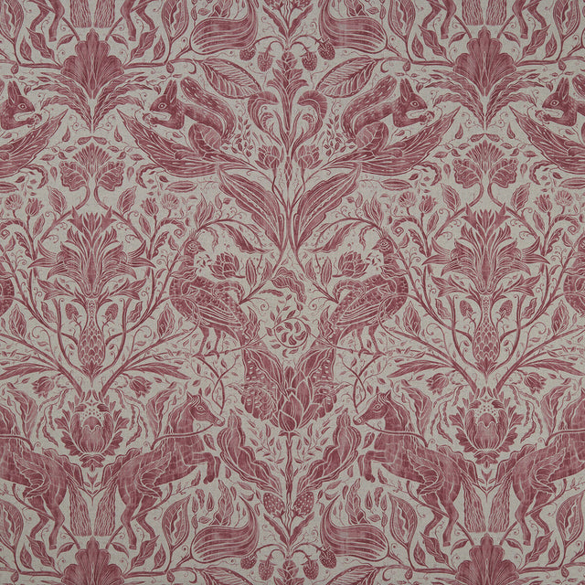 CLARKE AND CLARKE F1158/03.CAC.0 FOREST TRAIL RASPBERRY Fabric - Eade's Wallpaper