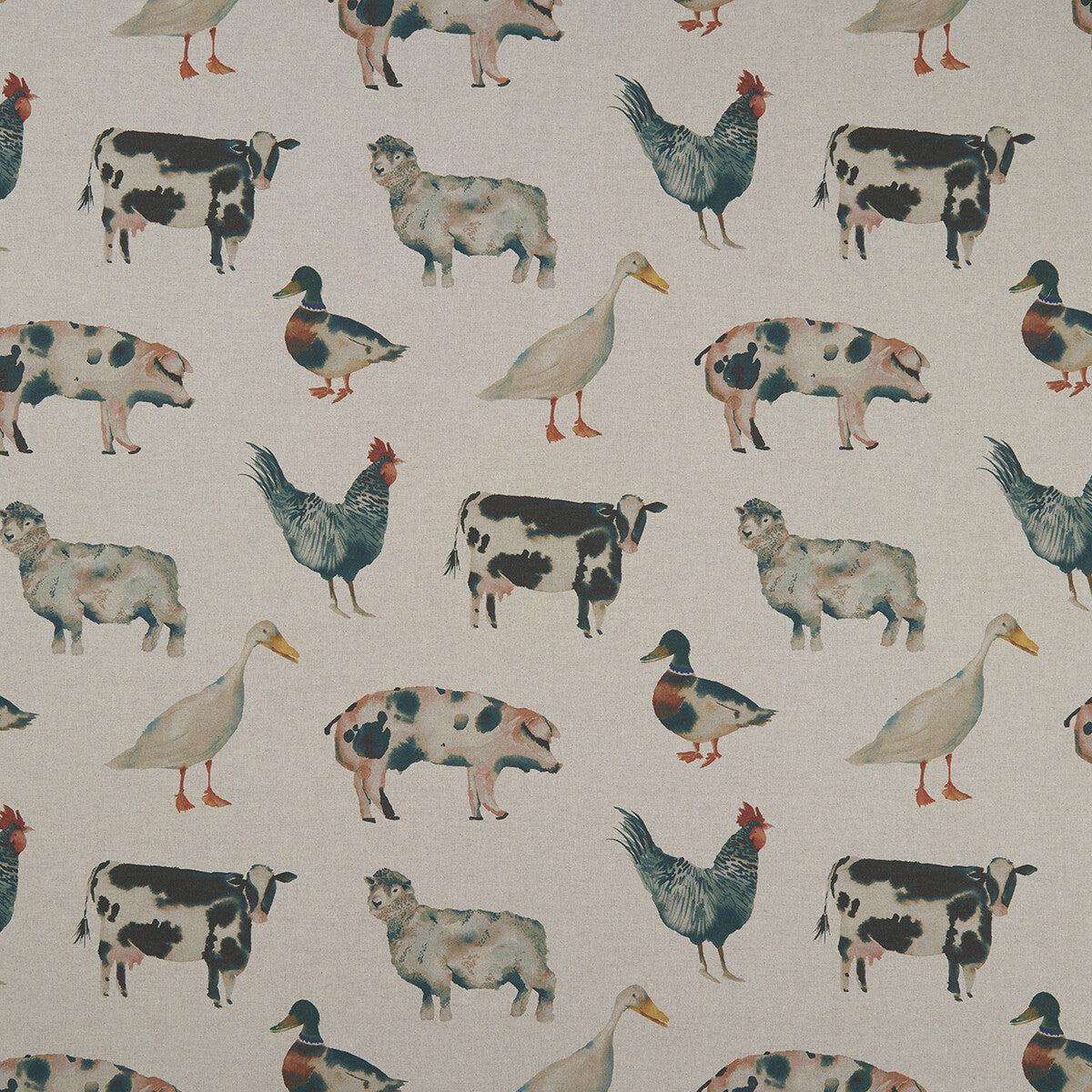 CLARKE AND CLARKE F1169/01.CAC.0 ON THE FARM LINEN Fabric - Eade's Wallpaper